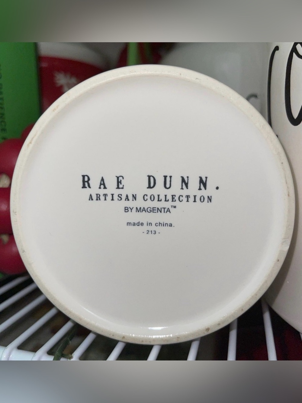 Rae Dunn Holly Jolly Small Ceramic Canister - White with Red and Green Accents - Picture 2 of 2